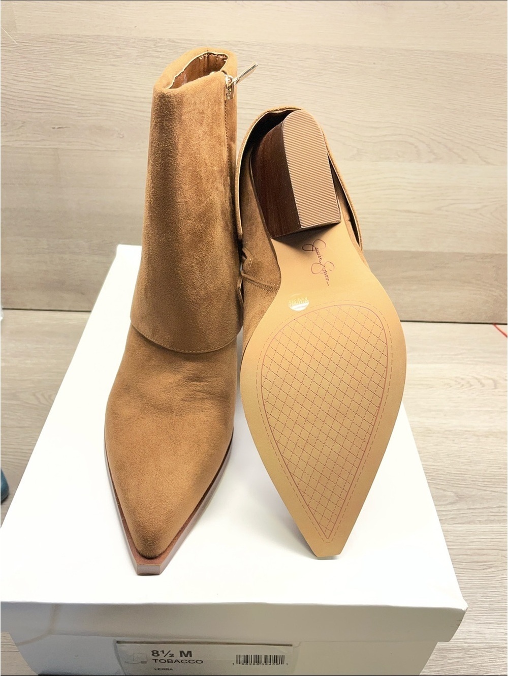 Jessica Simpson Tobacco Suede Pointed Toe Ankle Booties #137